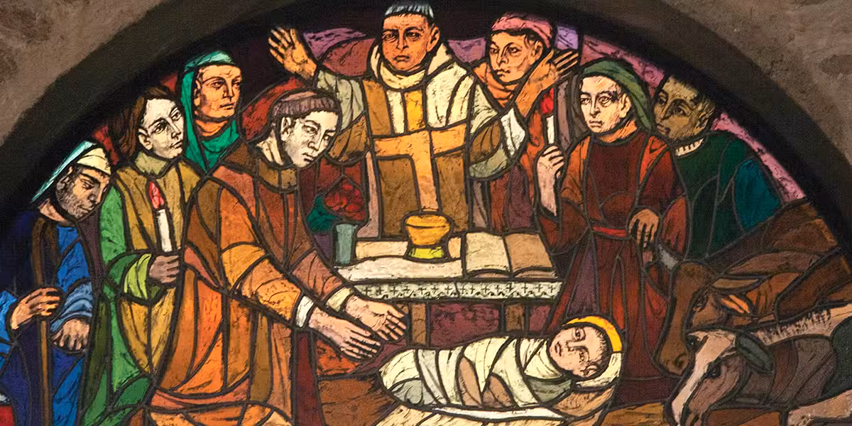 St. Francis greets the Christ Child
